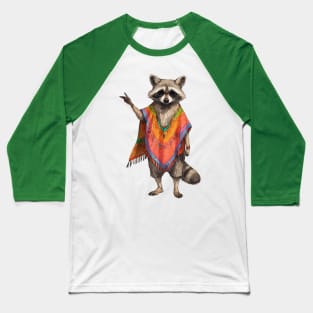 Raccoon Wearing a Poncho Baseball T-Shirt